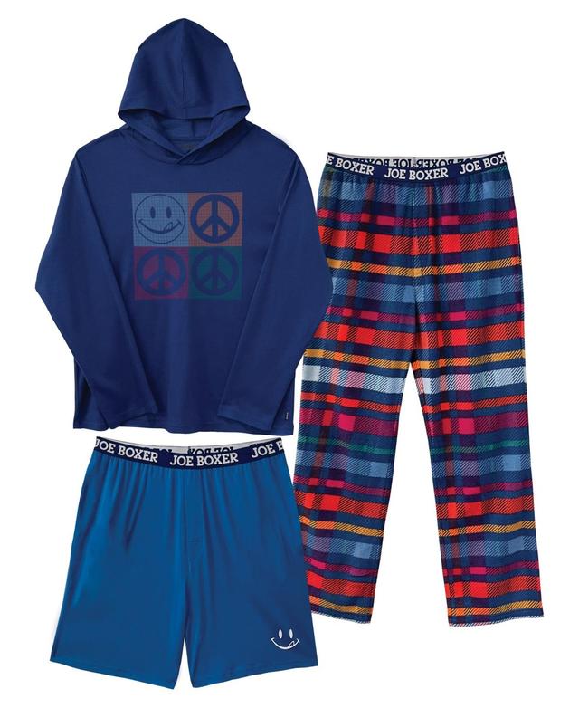 Joe Boxer Mens Hoodie Lounge Hoodie, Shorts and Pants Gift, 3 Piece Set Product Image