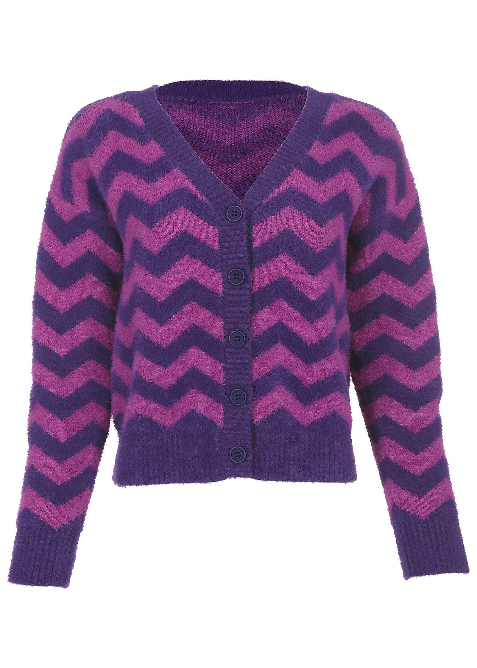 Printed Eyelash Cardigan - Violet Indigo Product Image