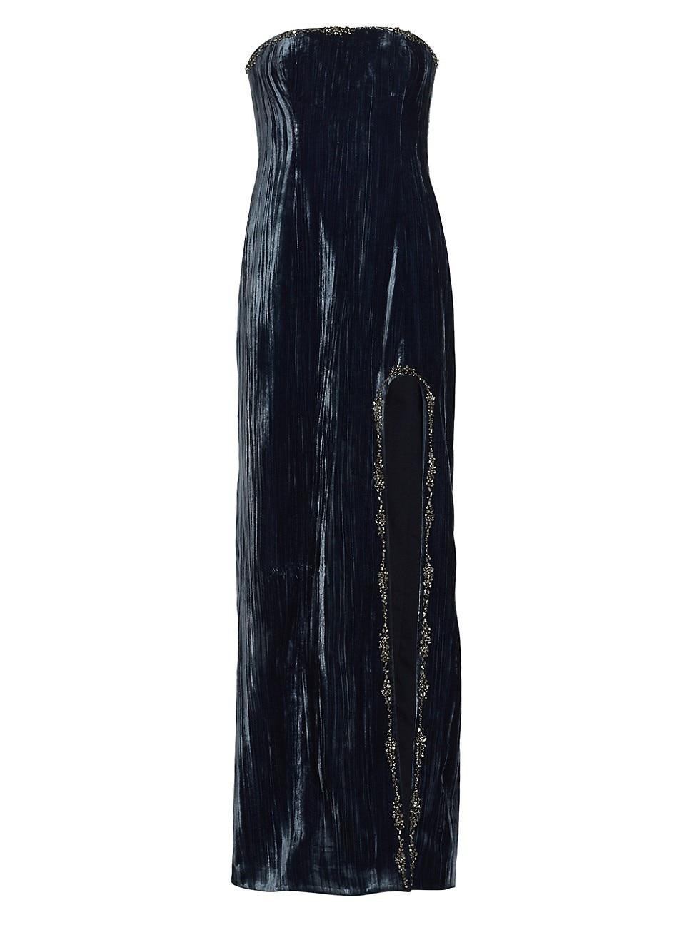 Womens Eponine Strapless Velvet Column Gown Product Image