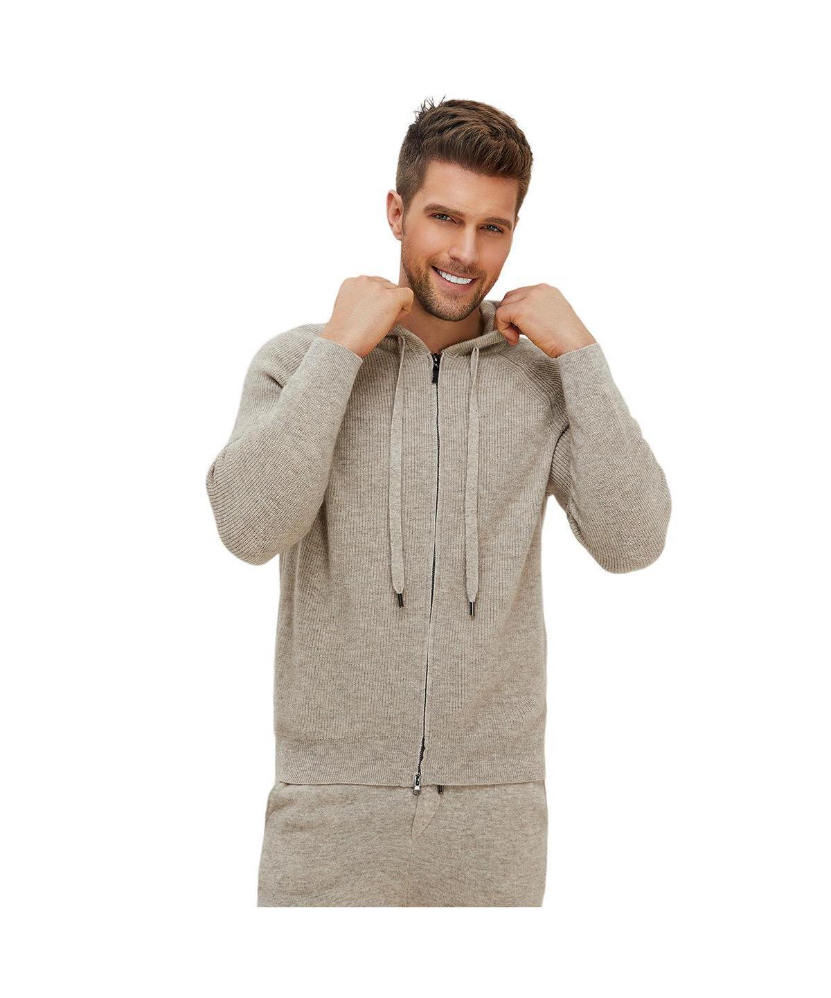 Bellemere New York Mens Bellemere Ribbed Cashmere Full Zipper Hoodie Product Image