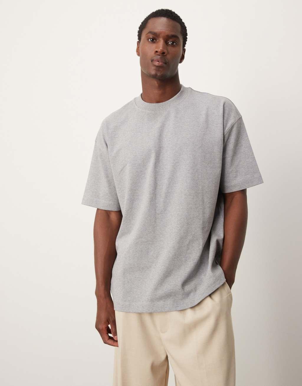 ASOS DESIGN Premium heavyweight oversized t-shirt in heather gray Product Image