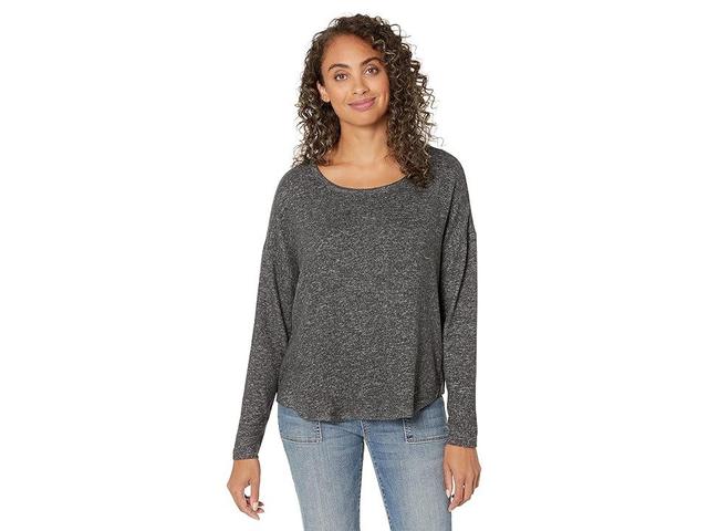 Lucky Brand Cloud Jersey Long Sleeve Crew (Charcoal Heather) Women's Clothing Product Image