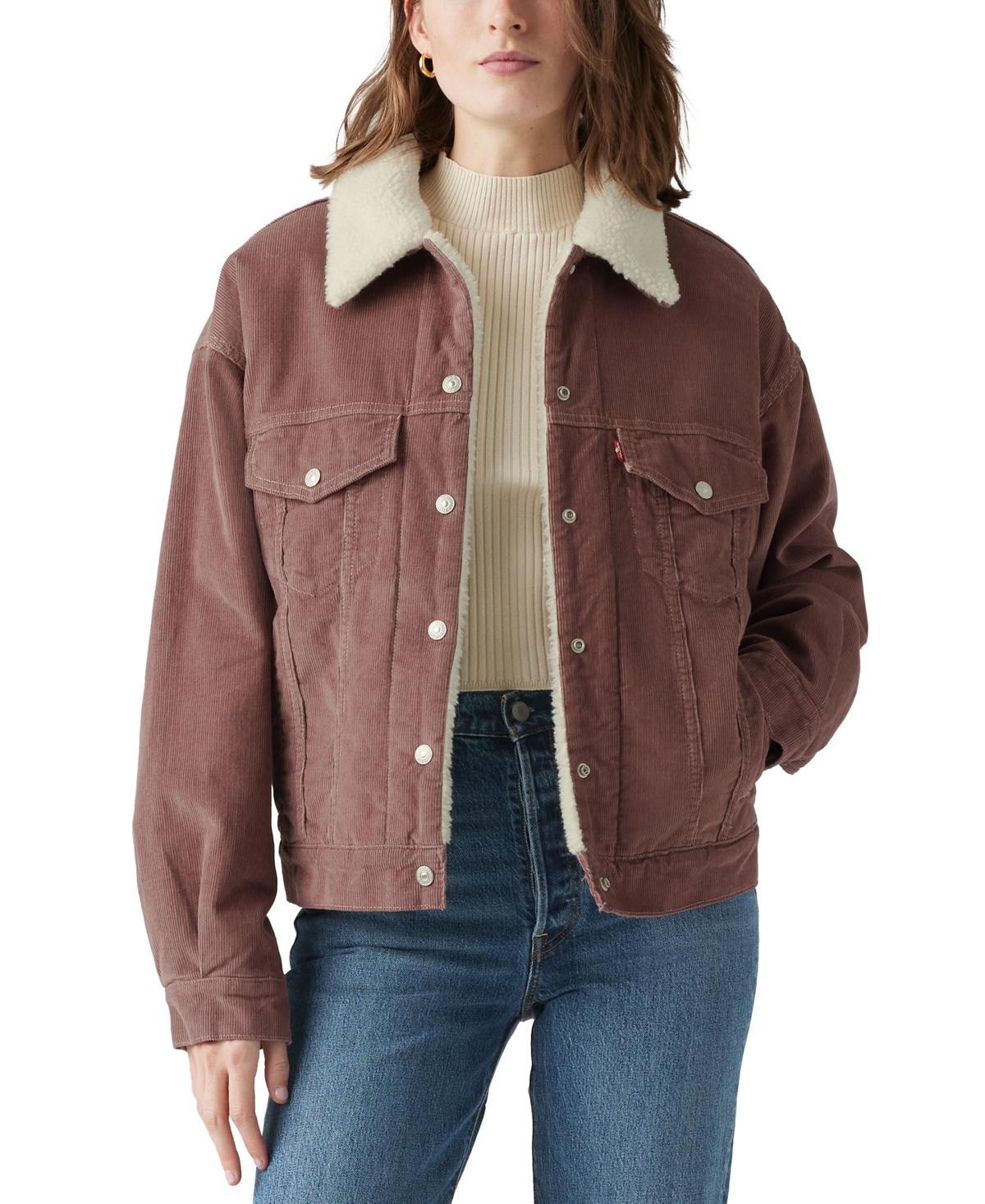 Levis Womens Faux Shearling 90s Trucker Jacket - Rose Taupe Product Image