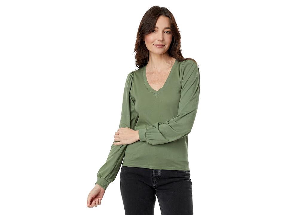 bobi Los Angeles V-Neck Puff Sleeve Tee (Sprout) Women's Clothing Product Image