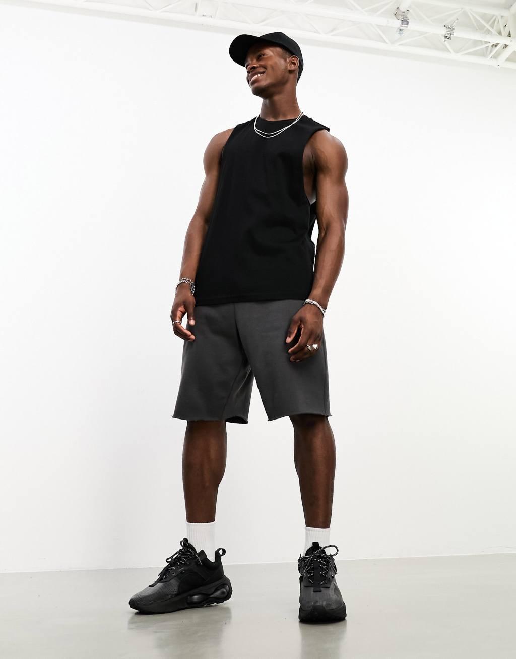 ASOS 4505 Icon training sleeveless tank top with dropped armhole with quick dry in black  Product Image