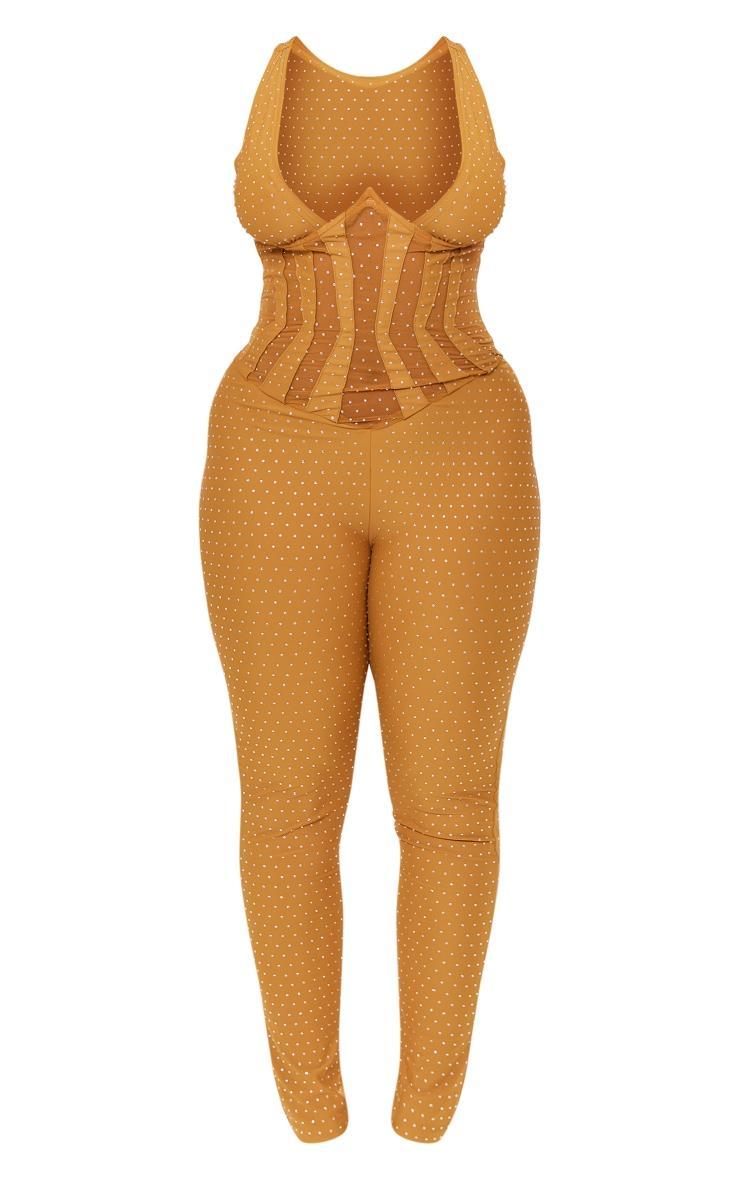 Shape Gold Sequin Mesh Panel Detail Underwire Jumpsuit Product Image