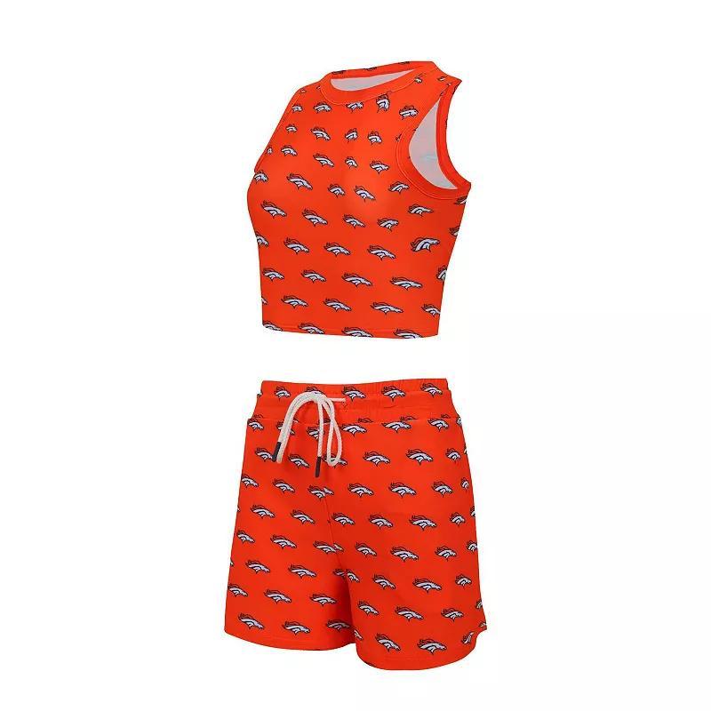 Womens Concepts Sport Denver Broncos Gauge Allover Print Cropped Tank Top & Shorts Sleep Set Product Image