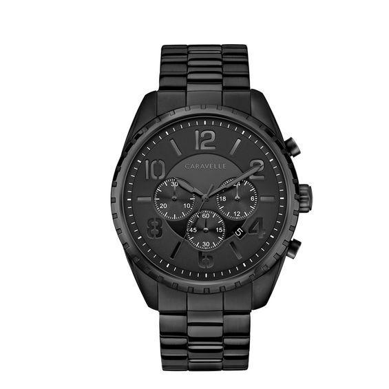 Caravelle by Bulova Mens Black Ion-Plated Stainless Steel Chronograph Watch - 45B150 Product Image