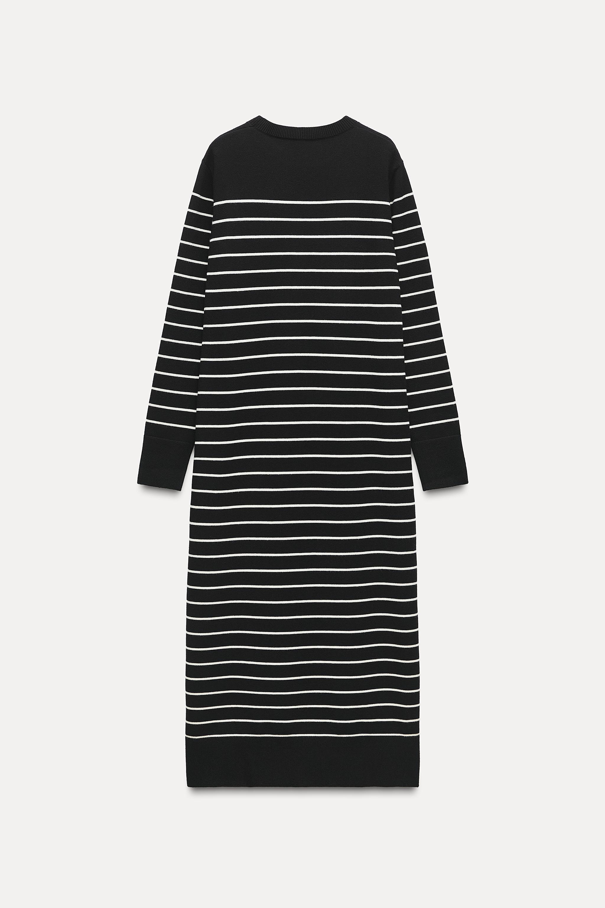 LONG STRIPED KNIT DRESS Product Image