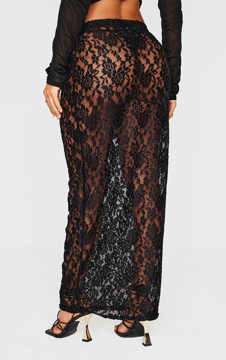 Petite Black Lace Maxi Skirt Product Image