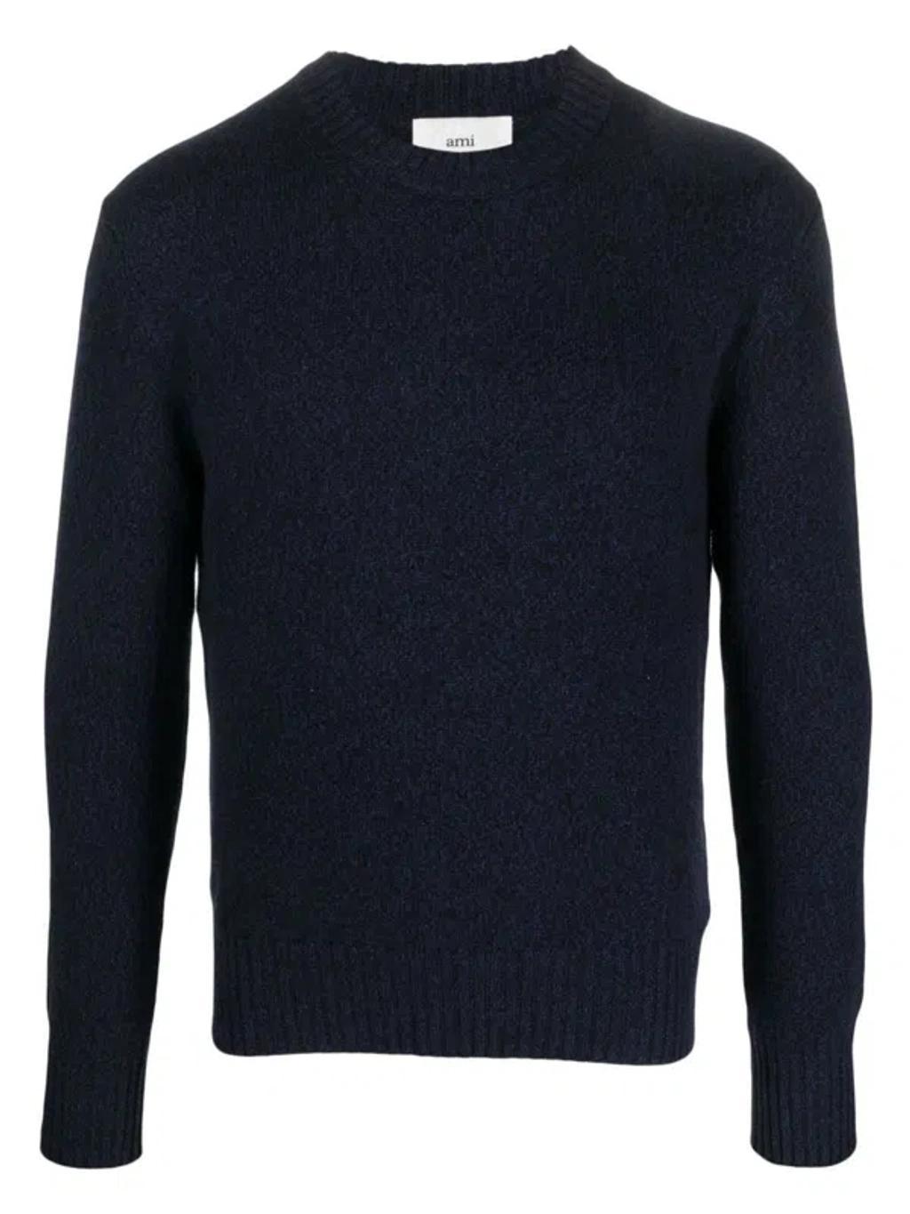 AMI ALEXANDRE MATTIUSSI Men's Ami De Coeur Ribbed Knit Cashmere Sweater In Blue Product Image