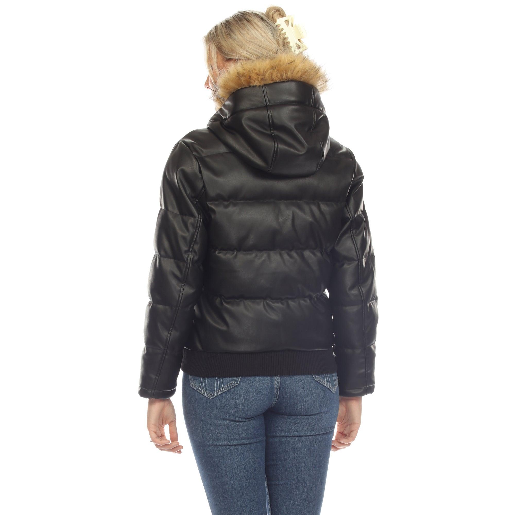 Women's Removable Fur Hoodie Bomber Leather Jacket Female Product Image