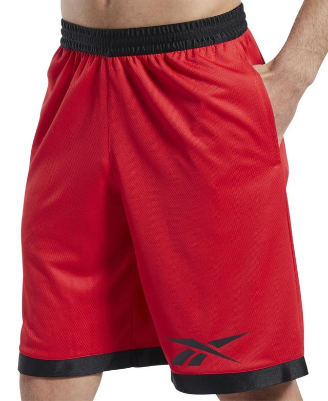 Reebok Mens Regular-Fit Logo-Print Mesh Basketball Shorts Product Image