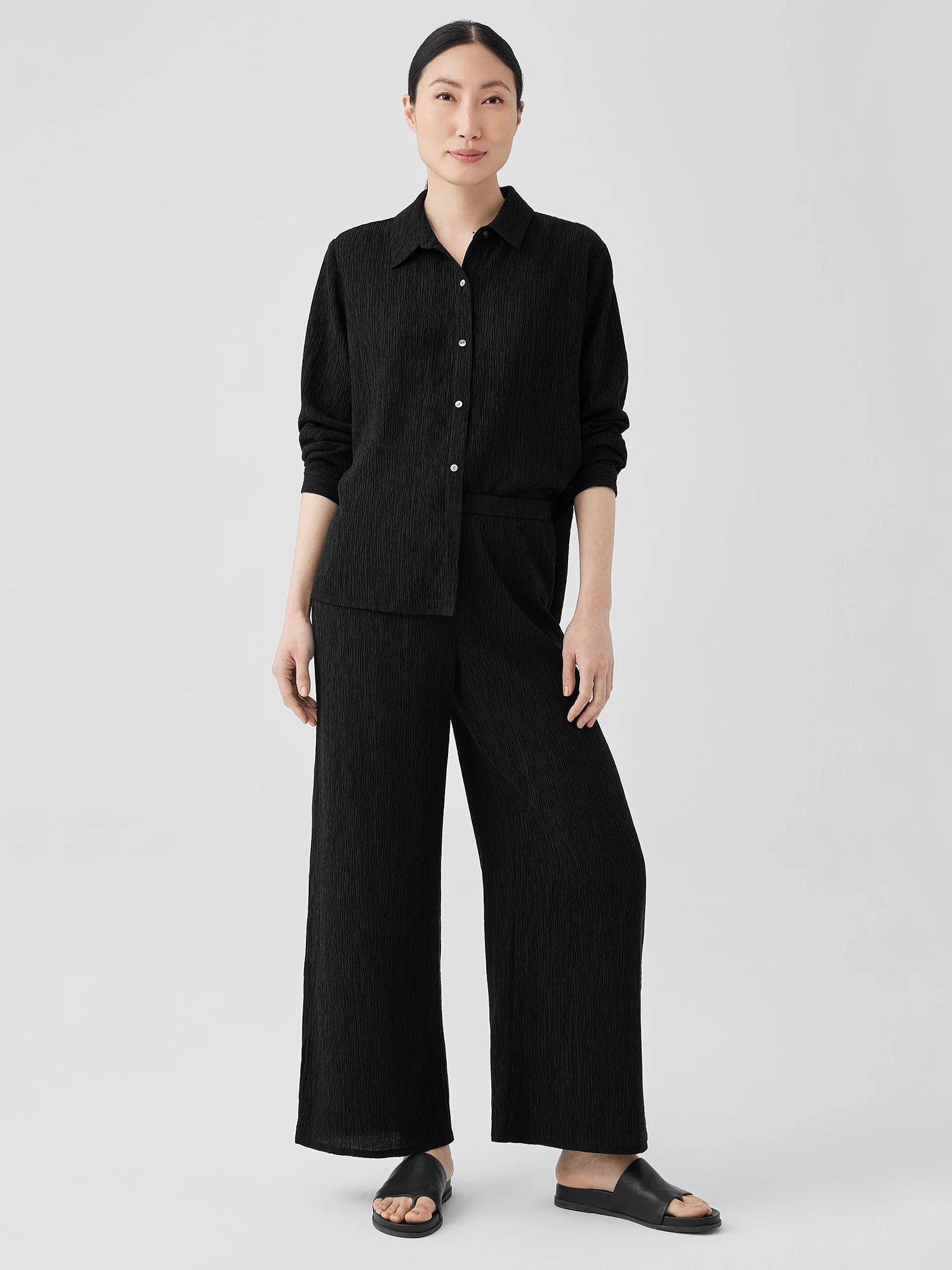 EILEEN FISHER Woven Plissé Wide-Leg Pantfemale Product Image