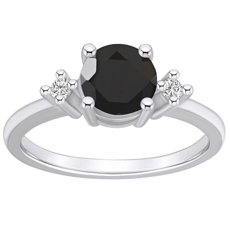 Alyson Layne 14k White Gold Round Black Onyx & Diamond Accent Ring, Womens Product Image