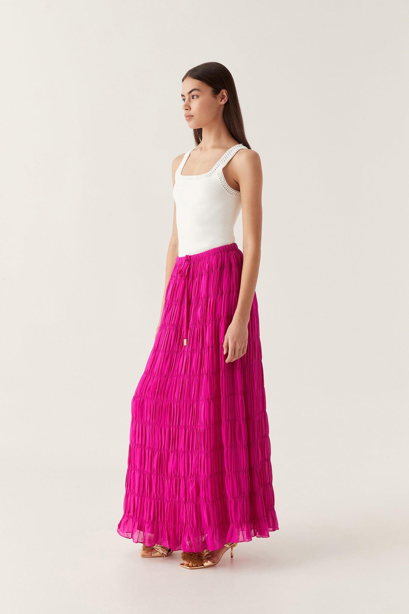 Rosewood Ruched Maxi Skirt Product Image