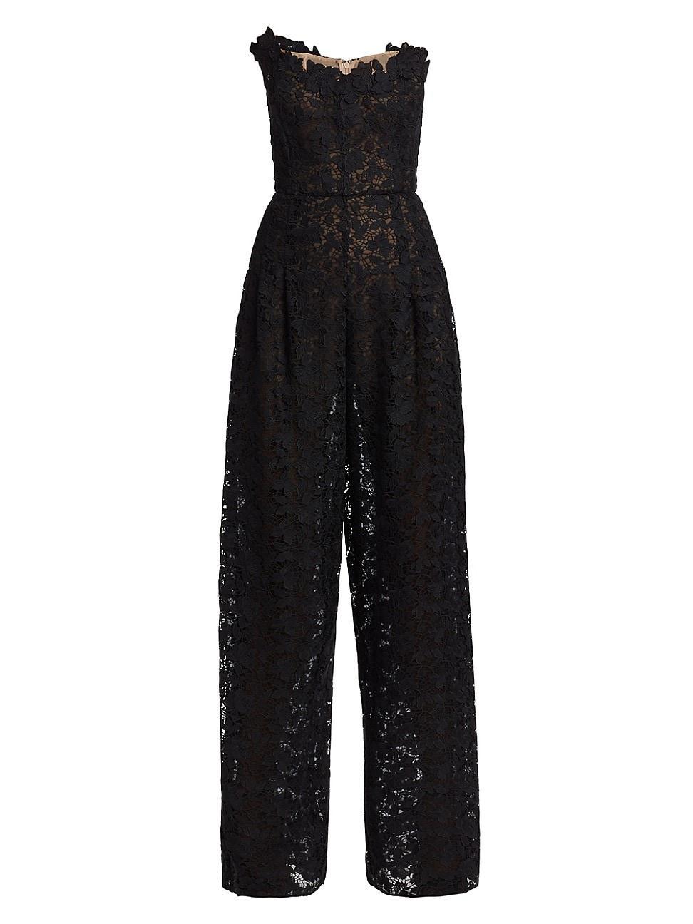 Womens Gardenia Lace Strapless Jumpsuit Product Image