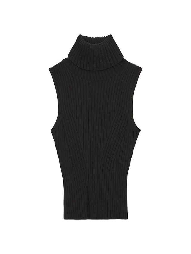 Womens Callum Rib-Knit Sleeveless Turtleneck Top Product Image