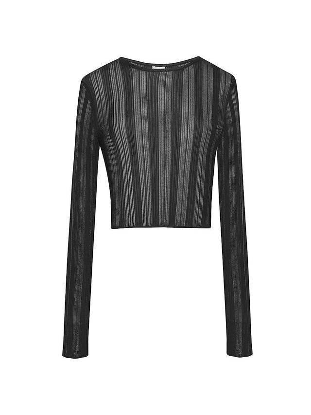 Womens Cropped Top in Striped Knit Product Image