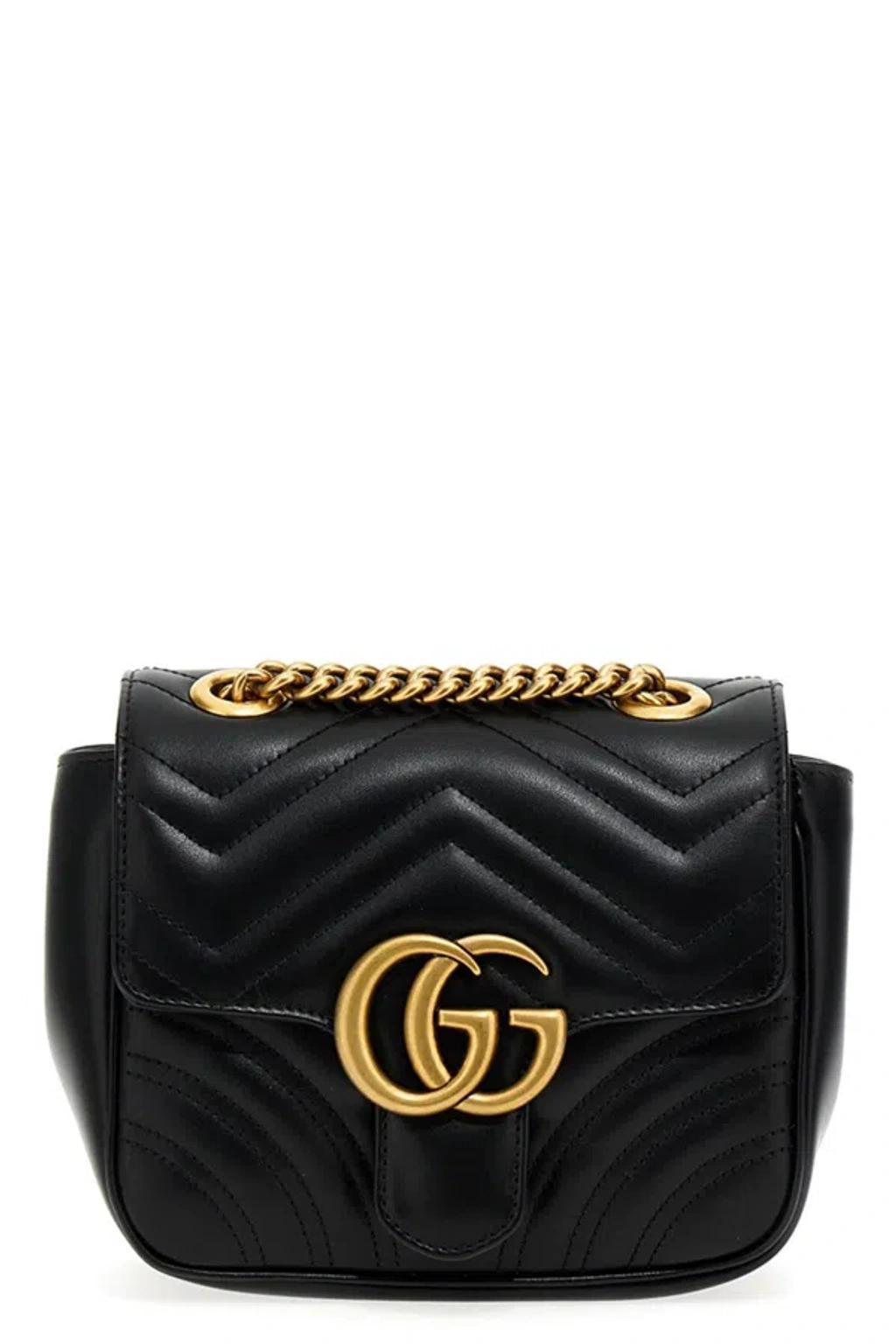 GUCCI Gg Marmont Mini Leather Shoulder Bag In Black Product Image