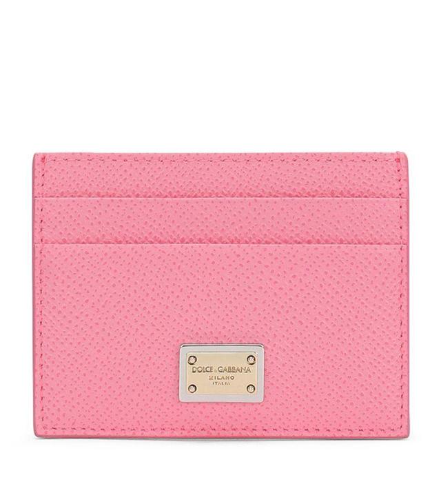 Branded Plate Calfskin Wallet In Pink Product Image