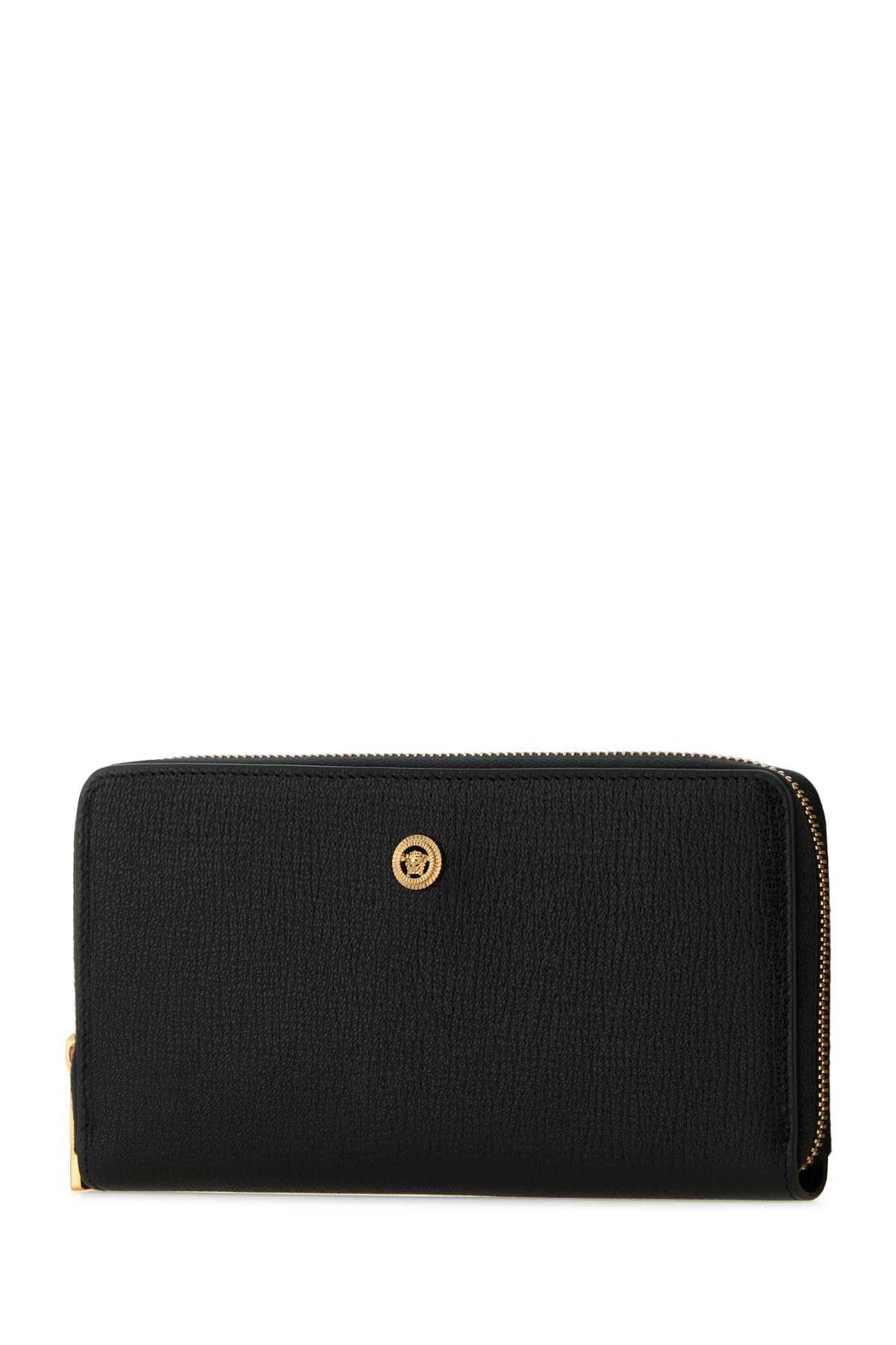 VERSACE Black Leather Medusa Biggie Wallet In Blackgold Product Image