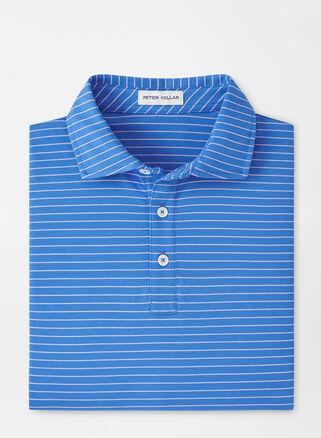 Peter Millar Mens Pilot Mill Cedar Stripe Short-Sleeve Polo | Color: Cape Blue | Size: S Product Image