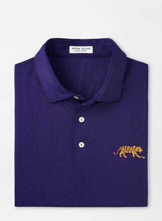 Peter Millar Mens LSU Mike the Tiger Tesseract Performance Jersey Polo | Color: Purple | Size: XL Product Image