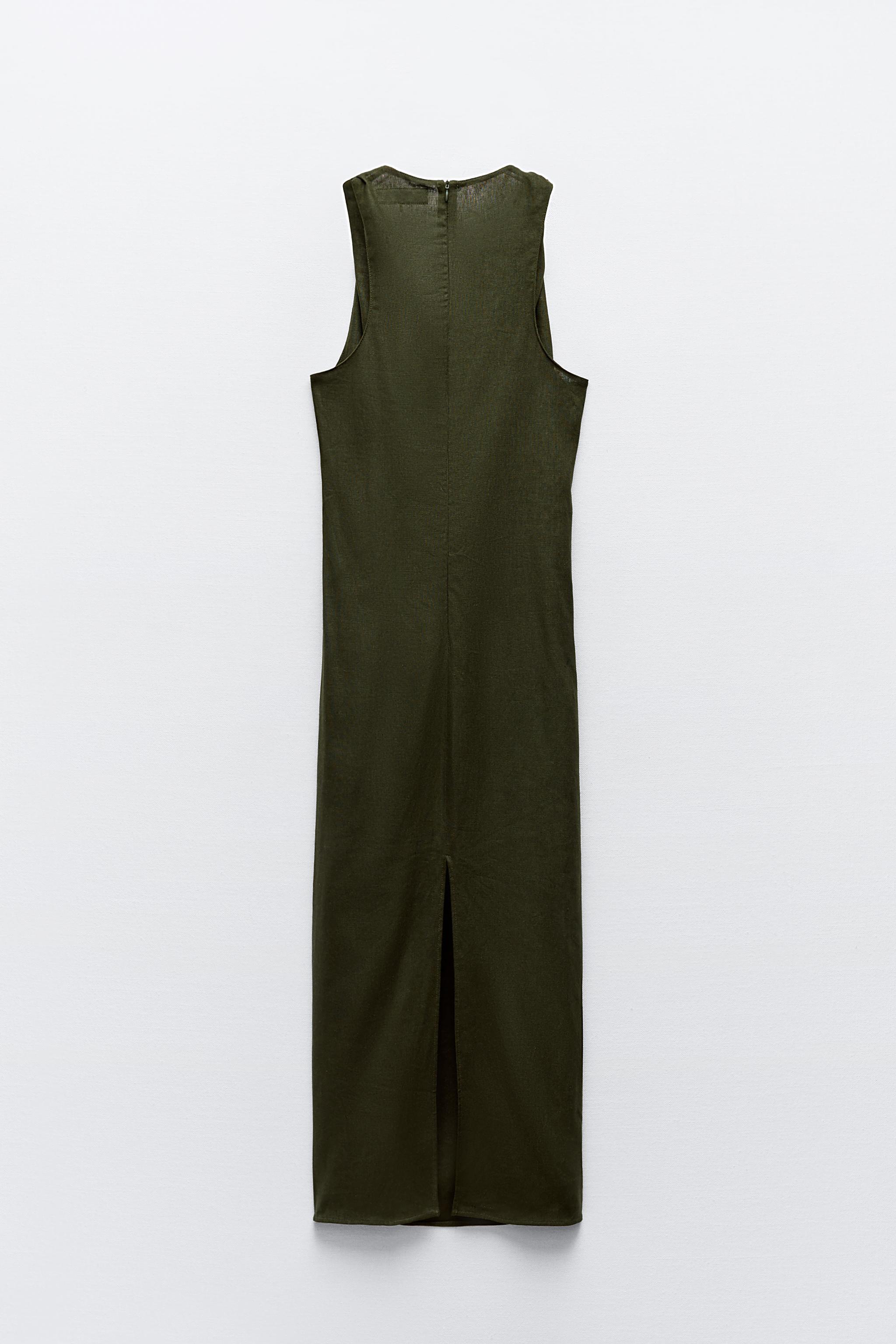 TWISTED LINEN BLEND MIDI DRESS Product Image