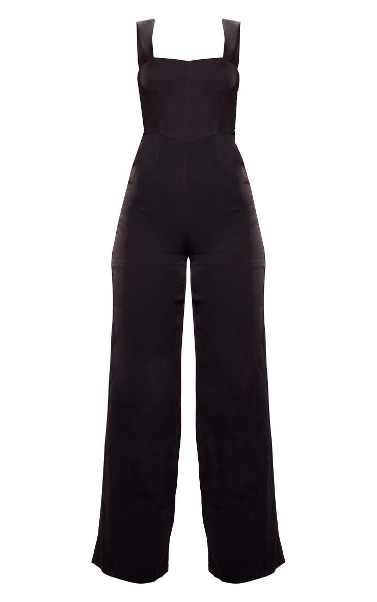 Black Woven Cut Out Bow Detail Jumpsuit Product Image