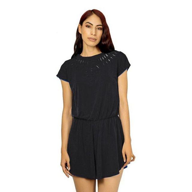 Womens Jordan Taylor Cutout Swim Cover-Up Romper Black Product Image