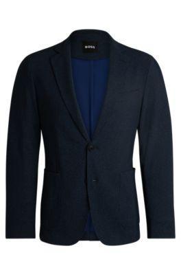 HUGO BOSS Slim-fit Jacket In Micro-patterned Performance-stretch Fabric In Dark Blue Product Image