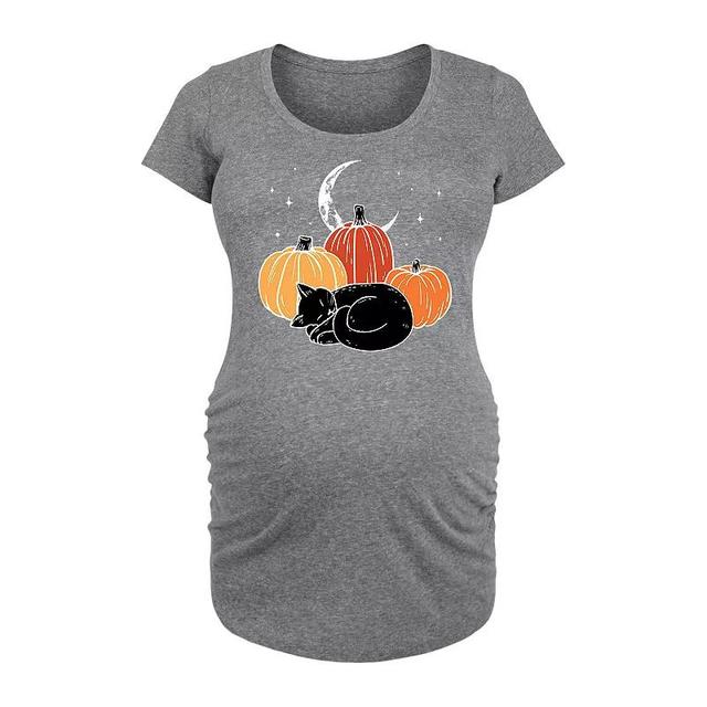 Maternity Black Cat Pumpkin Nap Halloween Graphic Tee, Girls Product Image