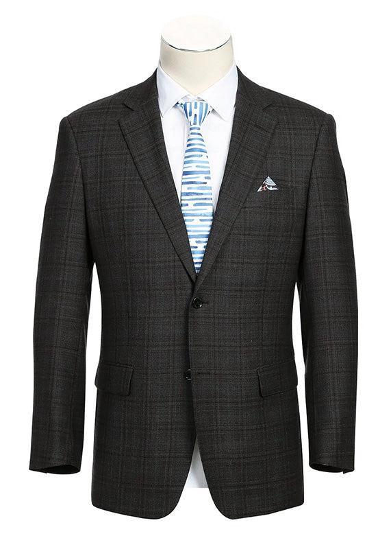 Wool Blend Regular Fit Checked Blazer in Brown Product Image