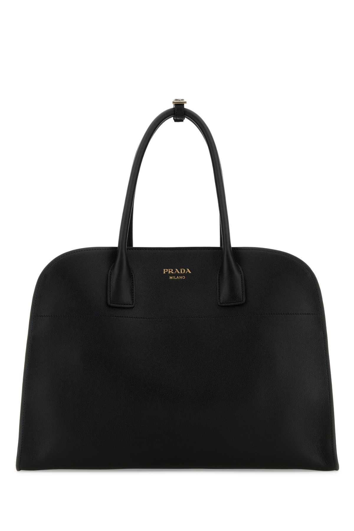 Black Leather Shopping Bag product image