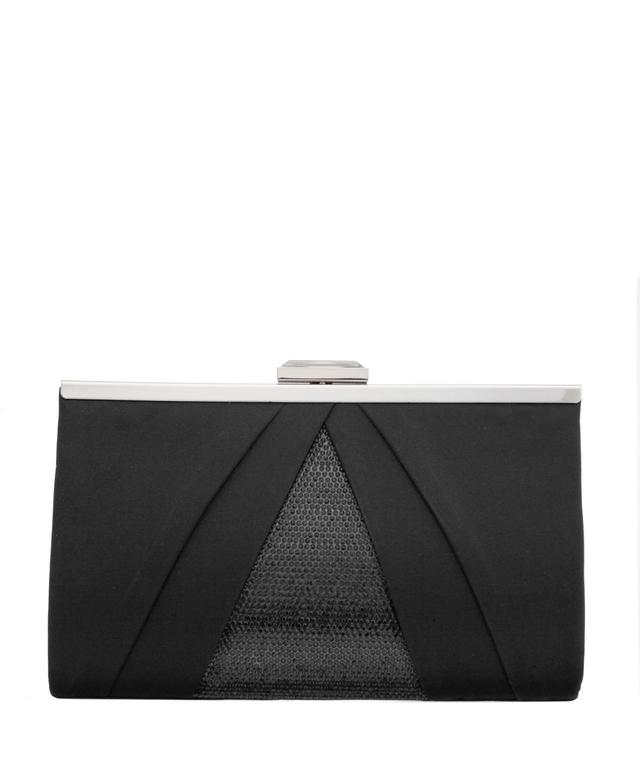 Womens Pleated Stain Crystal Frame Clutch Product Image