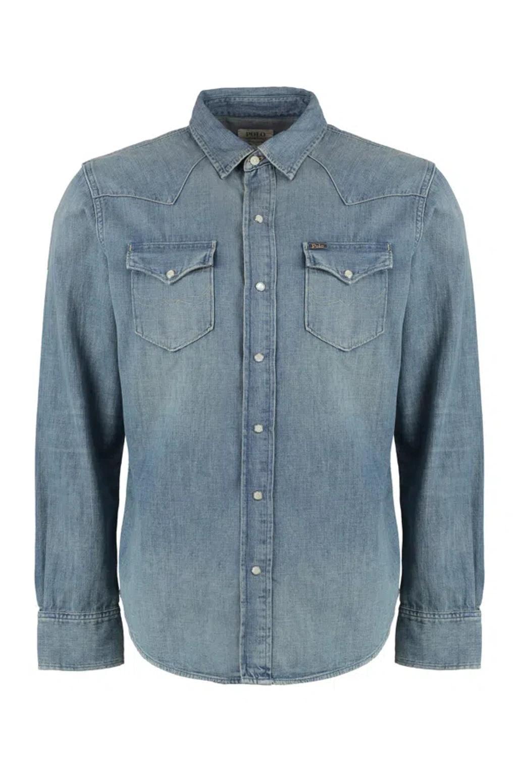 POLO RALPH LAUREN Western Style Denim Shirt In Blue Product Image