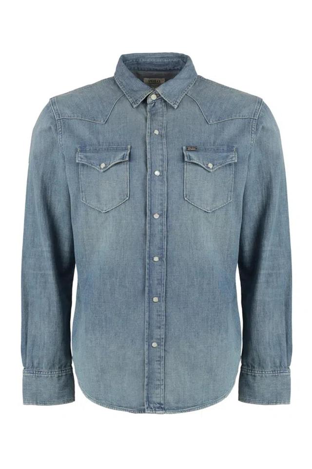 POLO RALPH LAUREN Western Style Denim Shirt In Blue Product Image