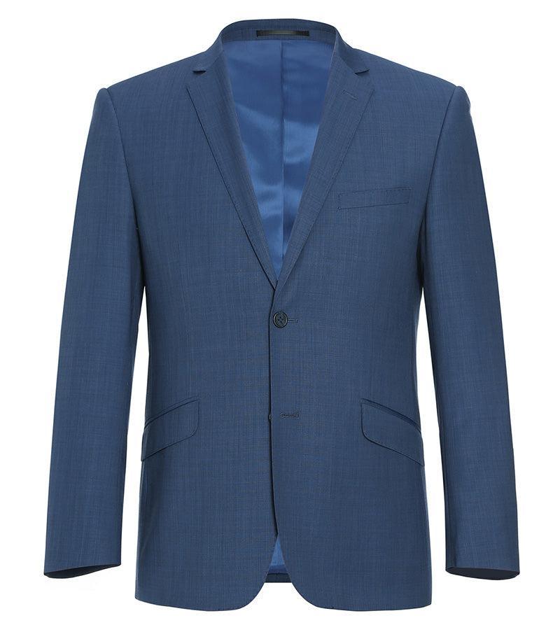 Wool Single Breasted Dress Suit Slim Fit 2 Piece 2 Button in Blue Product Image