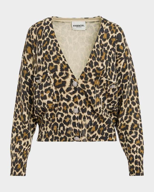 Generalite Leopard Jacquard Knitted Cardigan Product Image