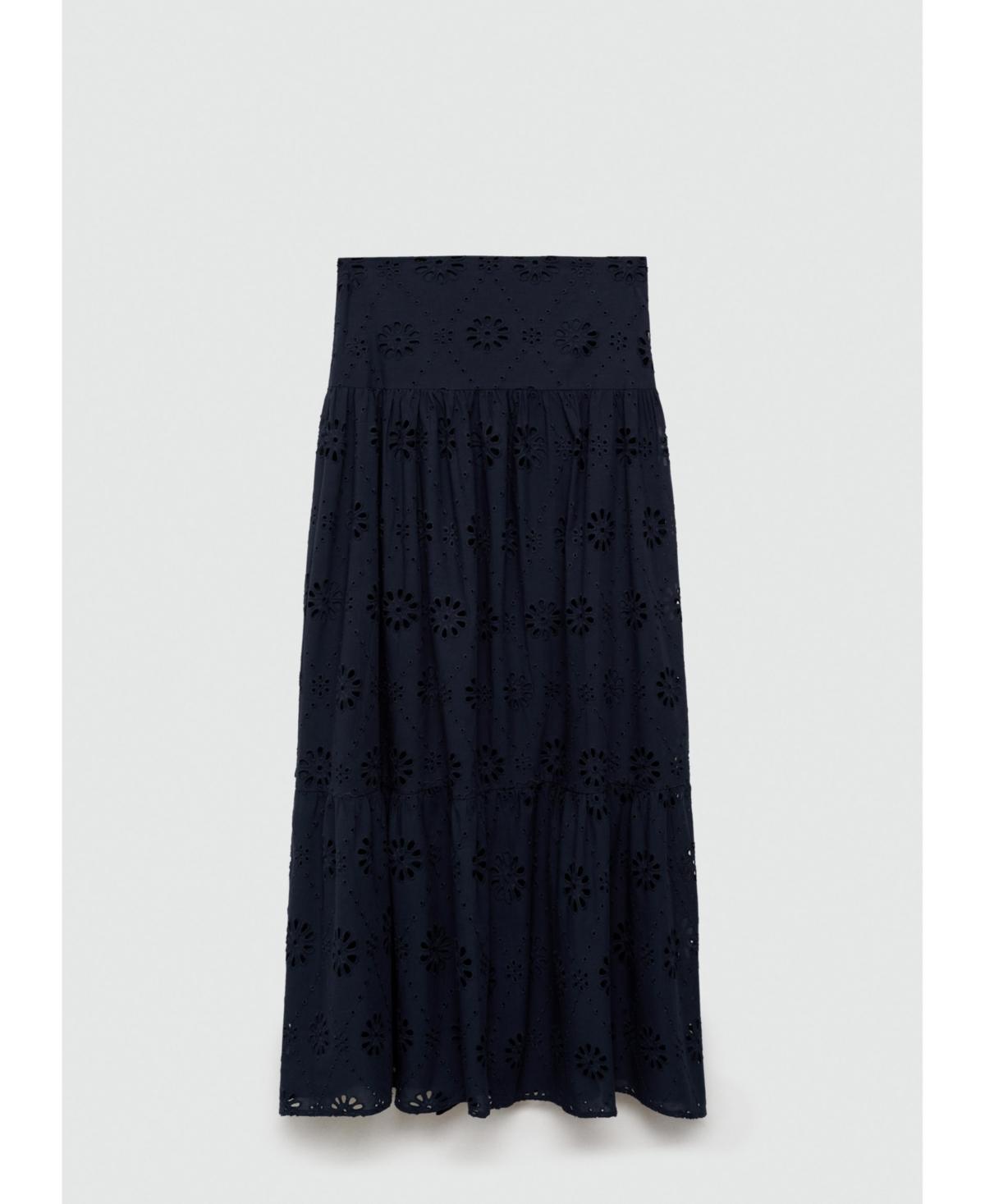 Mango Womens Broderie Anglaise Cotton Skirt Product Image