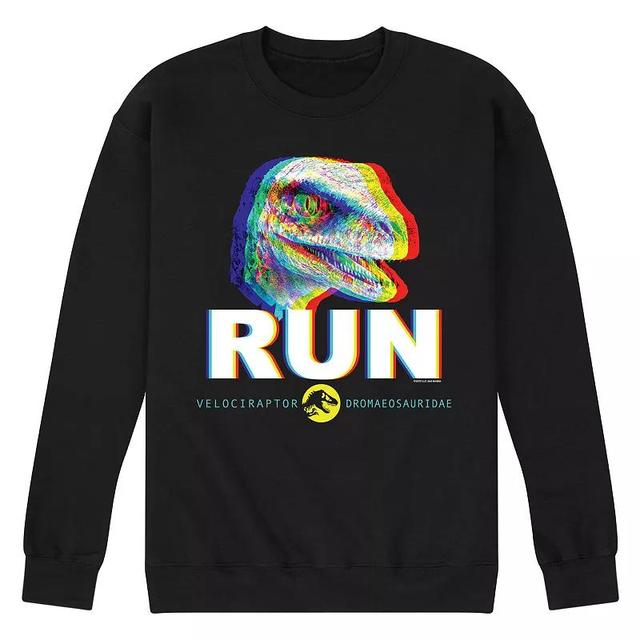 Mens Jurassic World Run Glitch Velociraptor Fleece Sweatshirt Product Image