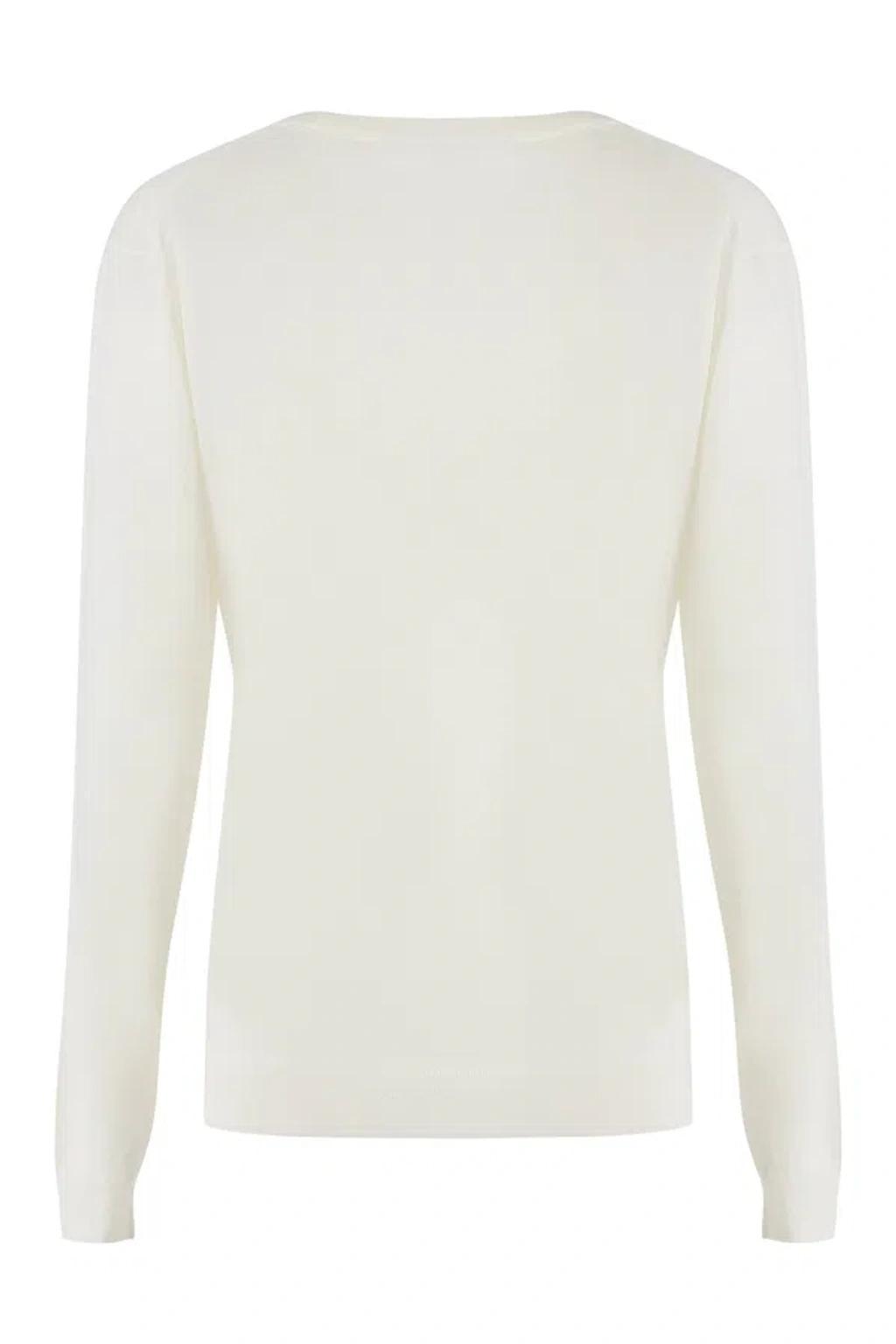 Wool Crew-neck Sweater In Panna Product Image