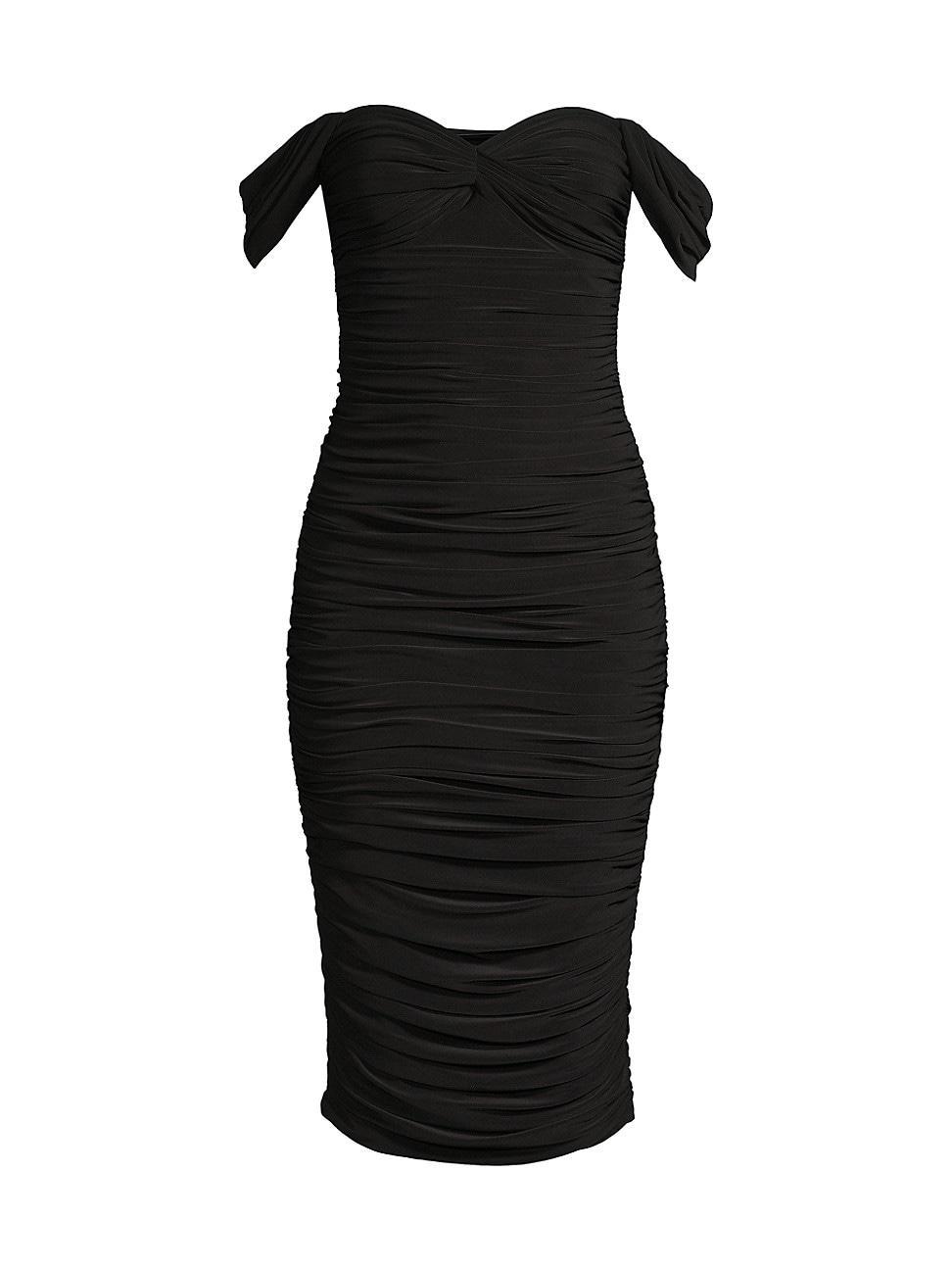 Norma Kamali Walter Midi Dress with Winglet Sleeves Black. (also in M, S, XL, XS). Product Image