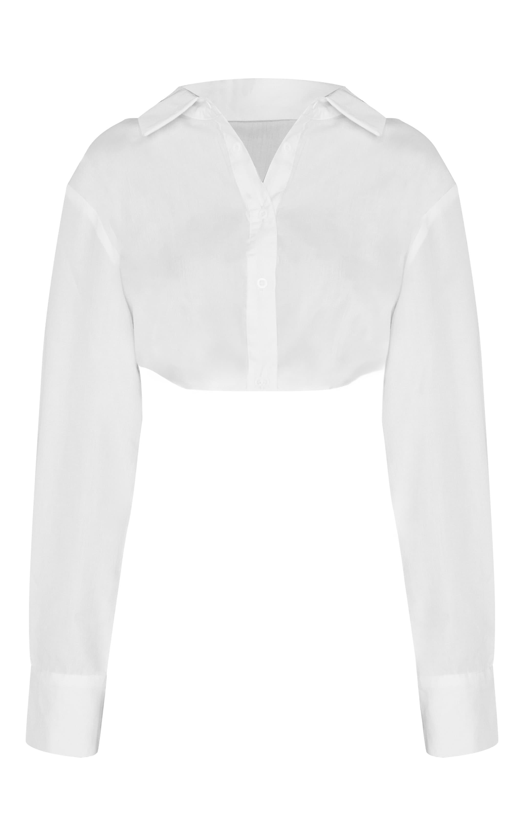 White Cropped Shirt Product Image