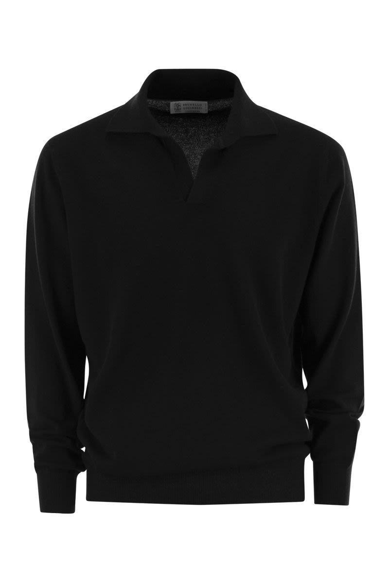 BRUNELLO CUCINELLI Knitted Polo Shirt In Black Product Image