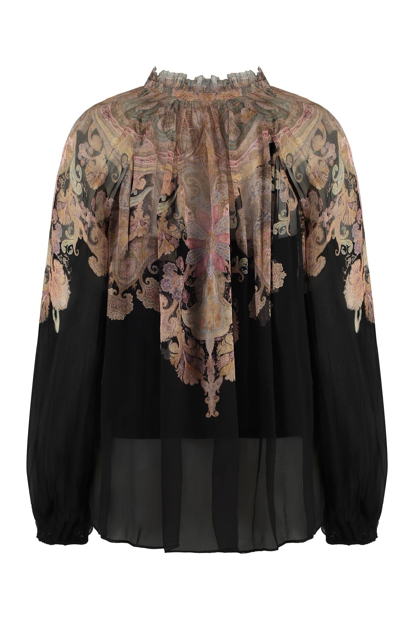 ZIMMERMANN Womens Black Paisley Billow Semi-sheer Woven Blouse Product Image