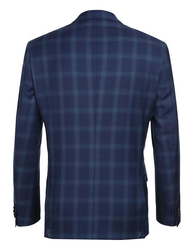 Classic Wool Regular Fit 2 Piece Checked Dress Suit in Blue Product Image