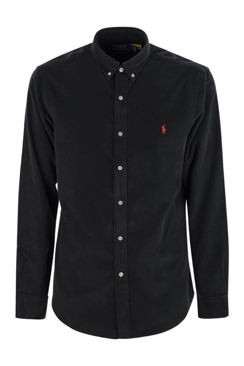 Slim-fit Velvet Shirt In Black Product Image