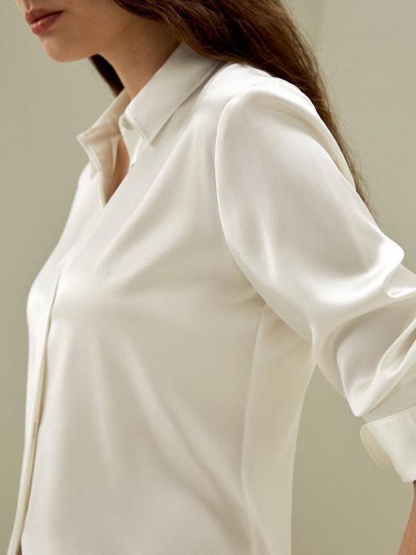 Elegant Silhouette Silk Shirt Product Image